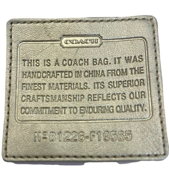 Large Matching Wallet Khaki and Tan Signature C Metallic Fabric Tote 12"L x 5"W - Picture 5 of 16